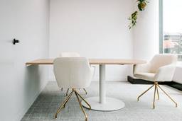 meeting room with pale furniture and plants