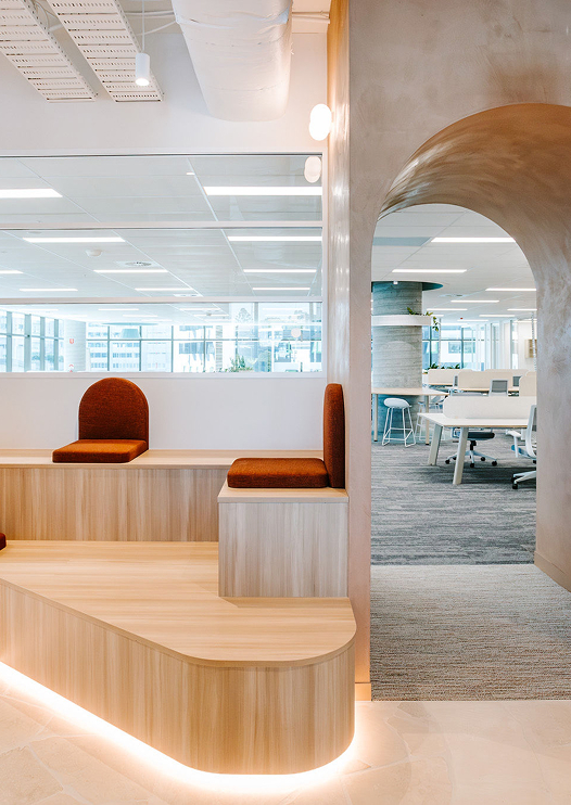 Tactic-designed seating space at MOBO, featuring an open meeting area.